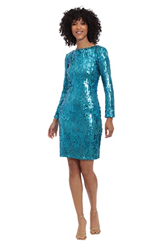 Maggy London Women's Dresses Long Sleeve Back V-Neck Sequin Dress