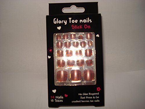 Glory Toe Nails, 24 Toe Nails, Crushed Berries Toe Nails, Stick On, No Glue Required Just Press And Go
