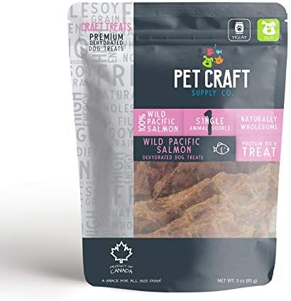 Pet Craft Supply Wild Caught Pure Dehydrated Pacific Salmon Packed with Salmon Oil Natural Dog Treats Alternative to Freeze Dried Healthy Dog Treats Small Dogs Treats for Medium Dogs and Cat Treats
