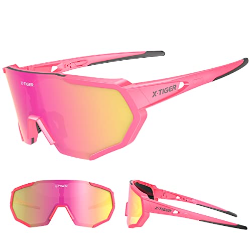 XTIGER Polarized Sports Sunglasses with 5 Interchangeable Lenses,Mens