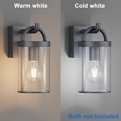 Klighten Outdoor Wall Lamp E27, Vintage Industrial Wall Light, Anthracite, Outdoor Wall Lights, Wall Lamp for Porch Garden, 40W Max, IP44, Not Included Bulb