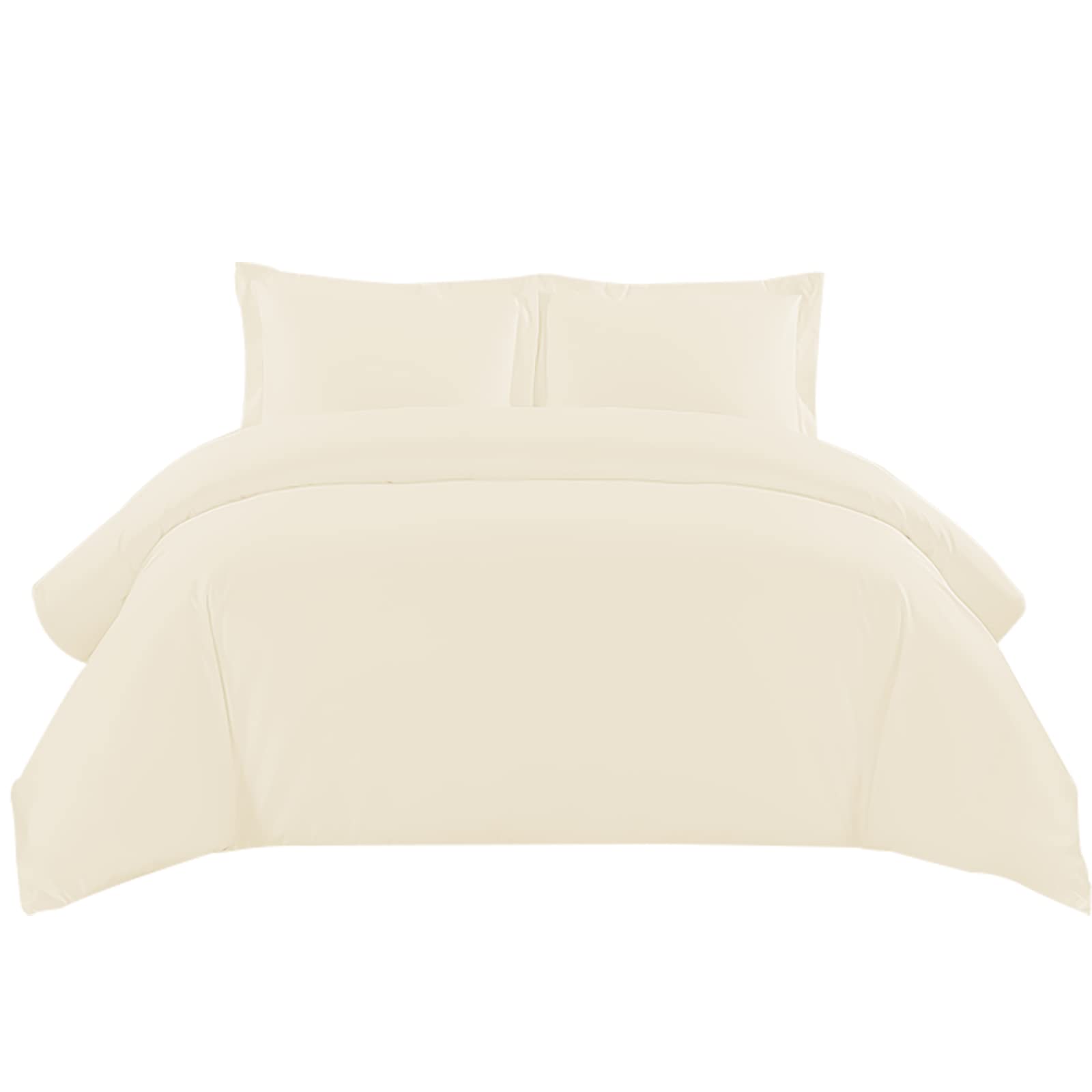 Sunshine Comforts Double Duvet Set - Duvet Double Soft Brushed Microfiber Quilt Bedding Bed Set with Pillow Cases Duvet Cover - Breathable 200Thread Count Duvet Cover (Cream) — image 1