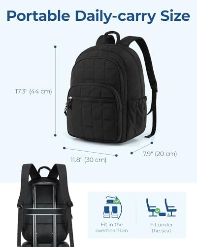 Laptop Rucksack für Frauen, Reiserucksack Schulrucksack Teenager Gesteppter Tagesrucksack, Wasserfeste Büchertasche für 15,6-Zoll-Laptop, College Reise Beige