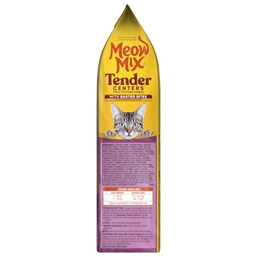 MEOW MIX TENDER CENTERS BASTED BITES CHICKEN AND TUNA FLAVOR, 3 POUND, CRUNCHY OUTSIDE MEATY INSIDE