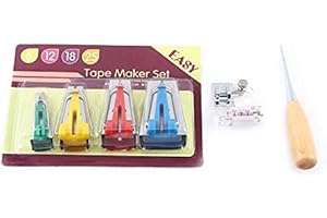 HILITAND 6pcs Bias Tape Maker Set, 6/12/18/25mm DIY Quilting Tools Kit for Sewing Quilting Awl Adjustable Foot Binding Tool Strip
