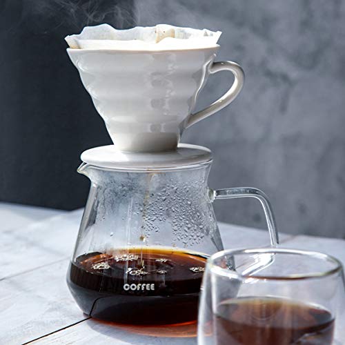 Roponan V60 Ceramic Pour Over Coffee Dripper, Single Cup Porcelain