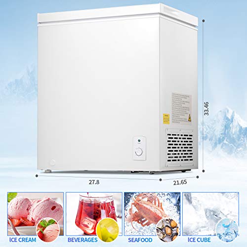 Kismile Chest Freezer, 5 cu ft Compact Mini Freezer With Low Noise
