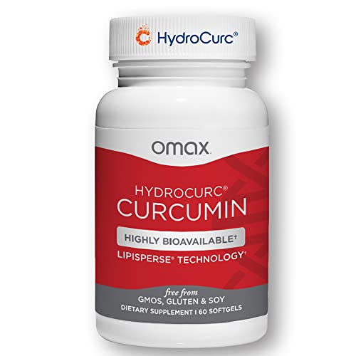 omax hydrocurc turmeric curcumin softgels, highly bioavailable for natural joint relief, nanoparticle potency & absorption 