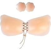 WEICHENS Breast Lift Adhesive Bra Invisible Strapless Sticky Push Up Bra Silicone Nipple Covers for Backless