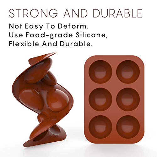 2Pack 6 Holes Chocolate Making Silicone Mold, Round Shape Silicone Mold, For Cake, Jelly, Pudding, Hot Chocolate Bomb