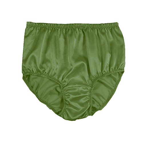 STP10 Olive Green Satin Panties for Women Plus Size Briefs Panty Underwear Hipster Undies Ladies