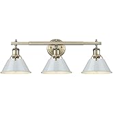Golden Lighting 3306-BA3 AB-DB Orwell - 3 Light Bath Vanity-9.88 Inches Tall and 27.25 Inches Wide, Finish Color: Aged Brass,