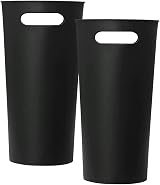 Caxmtu 10L Small Bathroom Trash Can Plastic Bin with Handle 2 Pack Black view 5