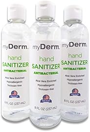 Desinfectante de manos MyDerm - Gel desinfectante con aloe para pieles sensibles - Masaje hidratante y refrescante - Contiene 62%