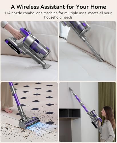 Redroad Cordless Vacuum Cleaner 60,000Pa,70 Min 150,000PRM Vacuum Cleaner, 18-Layer Filtration Vacuum, Self-Standing Vacuum Cleaners for Home with 1600ml Cup for Pet Hair Carpet Hardwood Floor Car X18