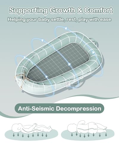 Baby Lounger - Infant Lounger for Newborn 0-24 Months, Pure Cotton Breathable Baby Nest Lounger Cover, Newborn Essentials for Baby Boys & Girls, Portable Baby Lounger for Home and Travel