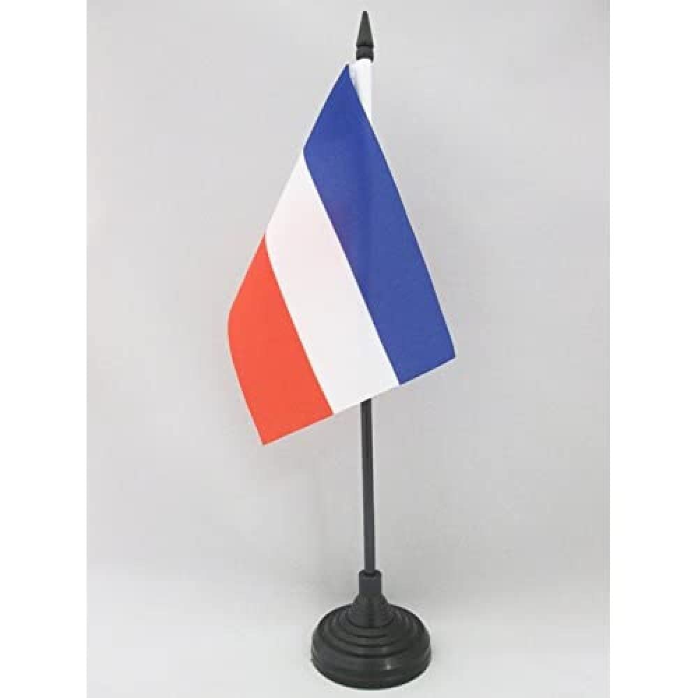 AZ FLAG - Federal Republic of Yugoslavia Table Flag 4'' x 6'' - Yugoslavian Office Mini Banner 100% Polyester 15 x 10 cm - Mini Desk Flag with 10'' Pole and Black Plastic Base