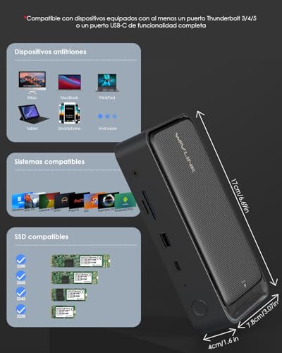 WAVLINK Triple Display Dock, 12-in-1 USB Docking Station with M.2 PCIe/SATA SSD Enclosure, 100W Power Delivery Charging Support, HDMI/DP 8K@30Hz, USB C/A, SD/TF and Gigabit for Windows and Mac OS