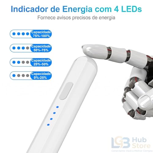 Caneta Stylus Touch Universal Ponta Fina iPad Tablet Celular USB-C Android | precisão compatibilidade universal carregamento rápido indicadores em led