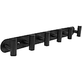 Vanloory Wall Mounted Coat Hook Rack with 6 Heavy Duty Stainless Steel Hooks for Hanging Clothes, Jackets, Towels - Matte Black
