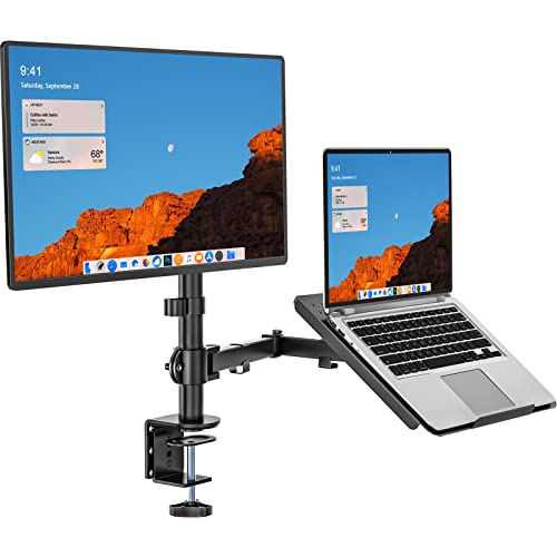 Wali Verstellbarer Ständer und Laptop-Tablett schwarz Desk Mount with Extra Laptop Tray