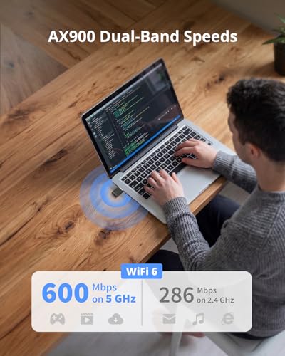 BrosTrend AX900 Mini USB WiFi 6 Linux, Adaptador WiFi USB Linux para PC y Raspberry Pi 2+, Wi-Fi Dongle para Ubuntu, Debian, Mint, Zorin, Windows 7/10/11 etc. Doble Banda 5GHz 600Mbps y 2.4GHz 286Mbps