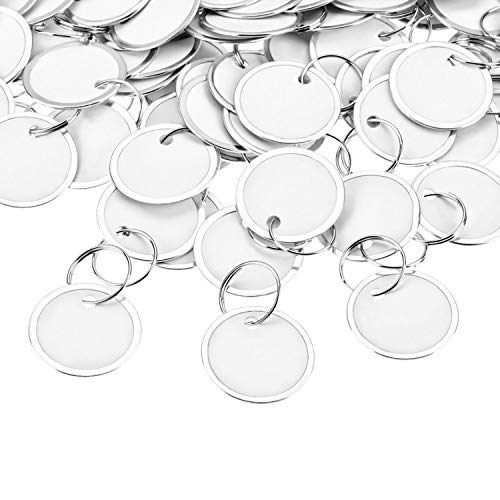 Fanrel 100 Pieces Metal Rimmed Key Tags Round Paper Tags with Split