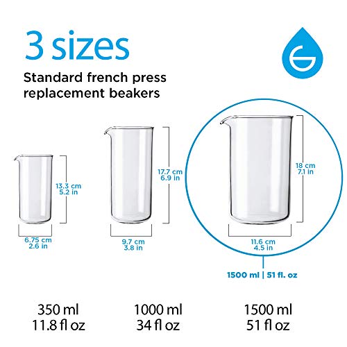 GROSCHE 1500ml, 51 Fl. Oz French Press Universal Replacement