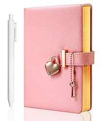 Heart Shaped Lock Diary with Key for Girls PU
