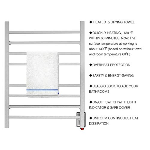 HEATGENE Towel Warmer, Heated Towel Warmer Rack, WallMounted Hardwired
