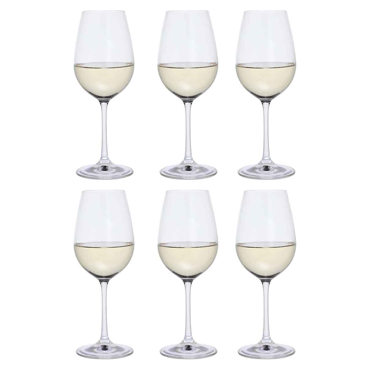 Dartington Crystal Six White Wine Glasses, Set of 6 | White Wine Glasses | 223mm | 350ml | Suitable for Everyday use and Special Occasions, Six is a Set of Elegant and Functional Glasses