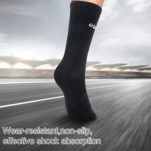 Men\'s Athletic Crew Socks Sports Running Moisture Wicking Cotton Socks 6 Pairs(Multicolor, L)