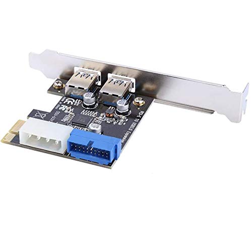 Multibao 2 Ports PCI-E USB 3.0 with 4 Pin molex and 19Pin 20Pin Interface PCI Express Card Adapter for Windows XP/Vista/7/8/10