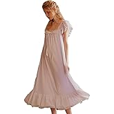 SINGINGQWEEN Womens' Summer Victorian Nightgown Babydoll Chemises Sleepwear Sheer Nightdress Bridal Nighty Pajamas