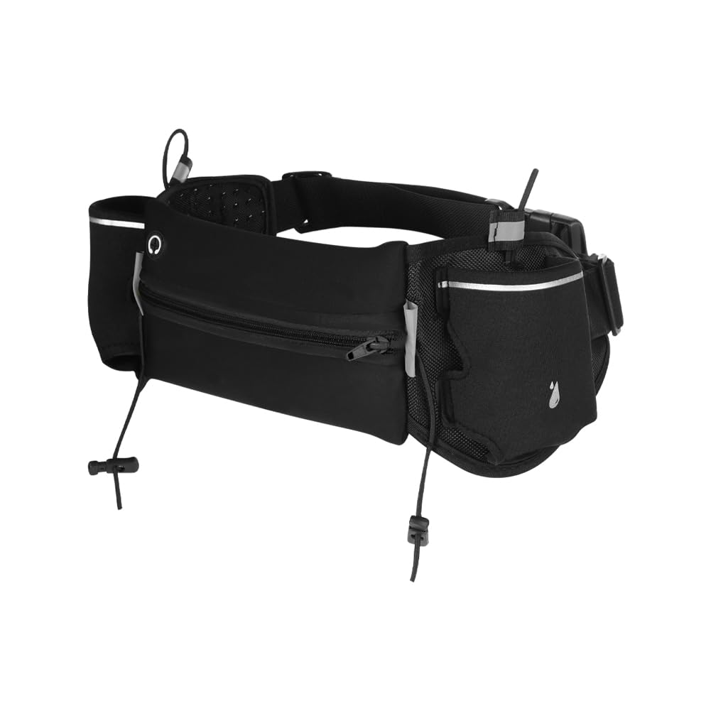 Running Belt Waist Pack Waterproof Sport Bum Bag with 2 Water Bottle Holder(Bottles Not Included) Men Women Outdoor Sports Waist Pouch Belt for Running Climbing Hiking