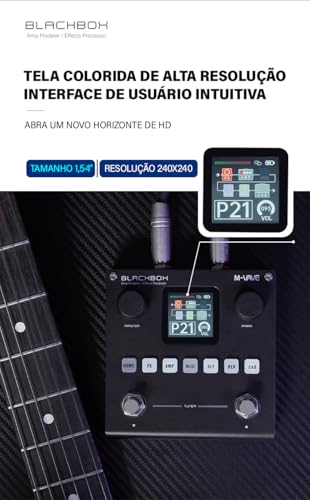 M-VAVE Pedal processador multiefeitos para guitarra, com mais de 80 efeitos embutidos, modelagem de amplificador 44,1 KHz / 24 bits 6 + 1 efeitos simultâneos, bateria recarregável integrada BLACKBOX