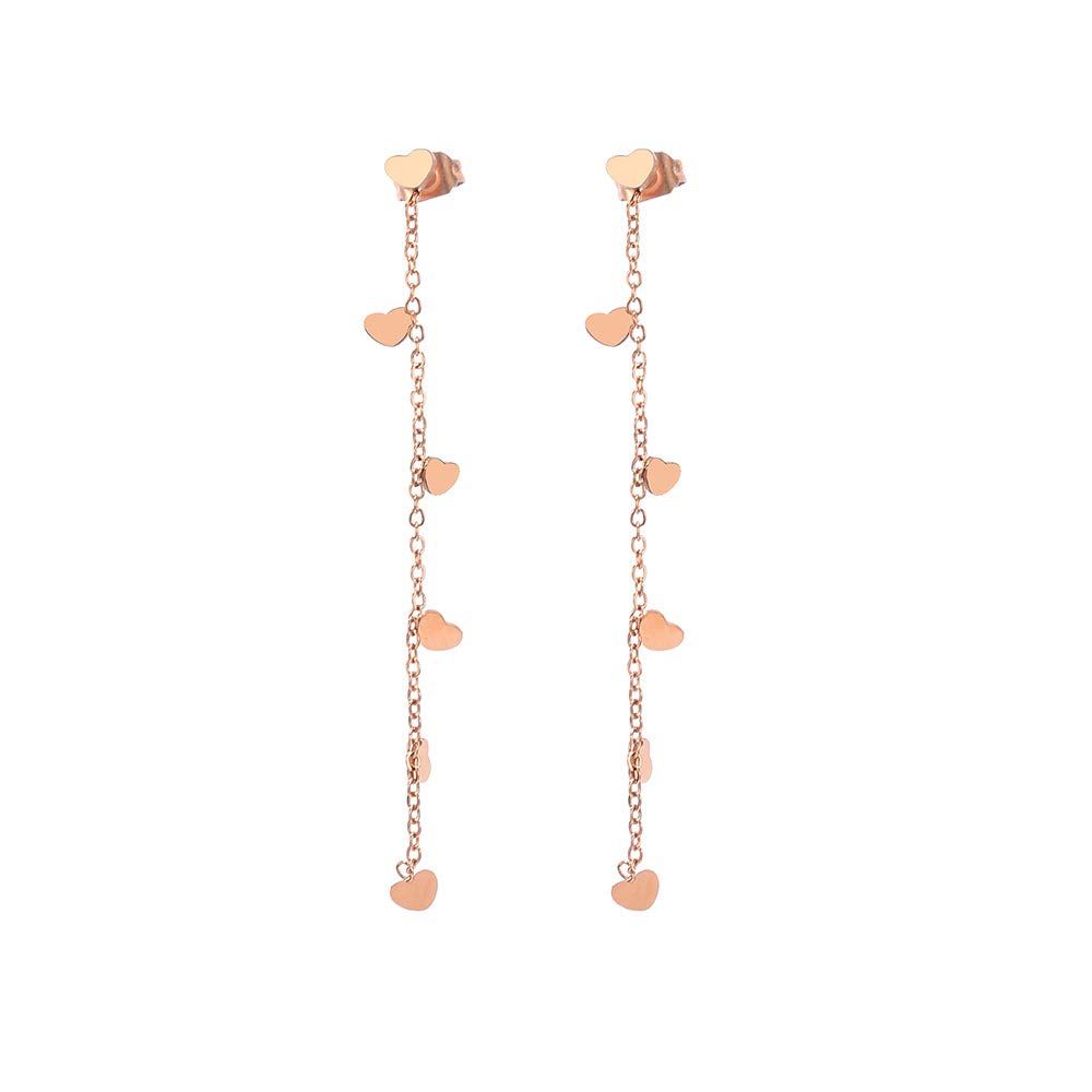 2019 New Anti-allergic Stainless Steel Earrings Tassels with Mini Love Shape Dangle Cute Women Earrings Birthday New Year Gift