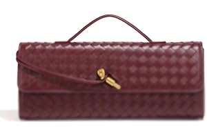 Dreubea Women's Handmade Woven Evening Bag Casual Leather Shoulder Handbag Fashion Crossbody Clutch Purse