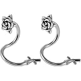 Niaspi Rose Flower Twist Helix Earrings Spiral Barbell Labret Lip Rings Stainless Steel Cartilage Conch Tragus Earrings Hypoallergenic Body Piercing Jewelry for Women 2Pcs