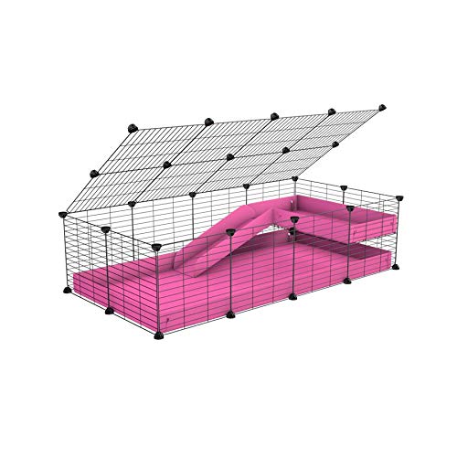 C&C Cage for Guinea Pig 4x2 with Lid Ramp by KAVEE Pink