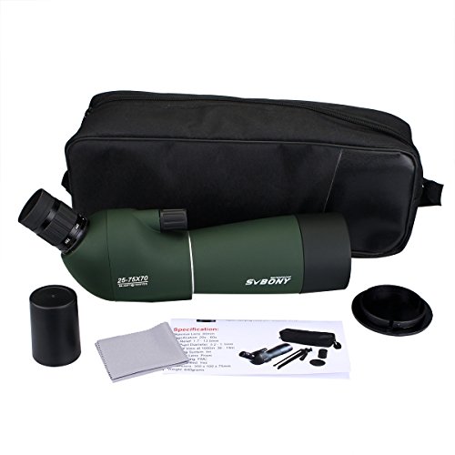 Svbony SV28 Spotting Scope with Tripod Phone Adapter 25-75X70, HD Zoom BAK4 Prism FMC Optics Lens Angled Spotting Scopes for Target Shooting, Bird Watching, Wildlife
