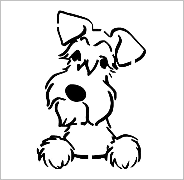 Mixed Media - Schnauzer Stencil 4 Inch Dog Breed Face Floppy Ears Reusable Sheet for DIY craft crafting card making cookie cake airbrushing small miniature design MIN6