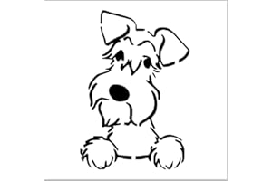 HANDMADE Schnauzer Stencil 4 Inch Dog Breed Face Floppy Ears Reusable Sheet for DIY craft crafting card making cookie cake airbrushing small miniature design MIN6