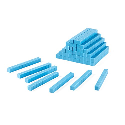 ETA hand2mind Blue Plastic Base Ten Blocks, Rods (Pack of 50)