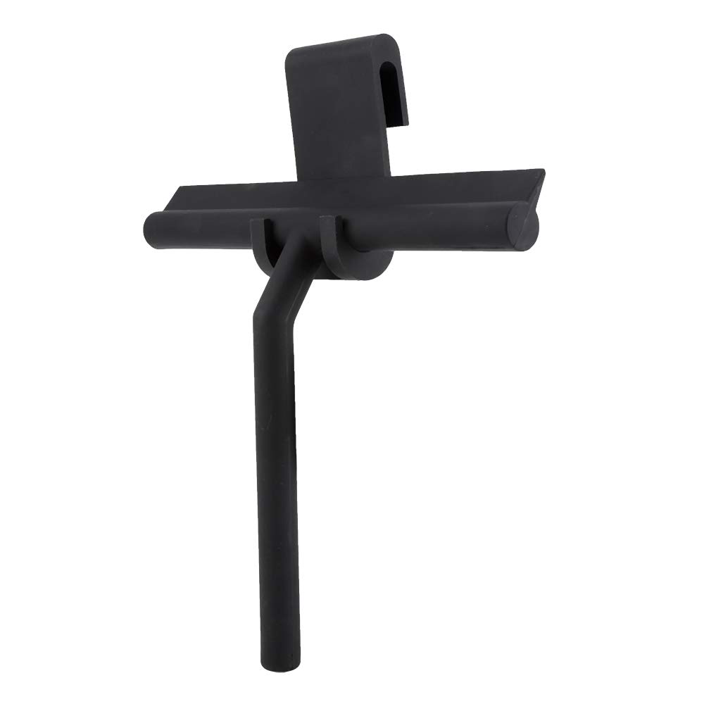 Fdit Window Shower Squeegee Scraper Cleaning Rubber Blade With Holder for Mirror Bathroom Kitchen Car Glass Doors Black