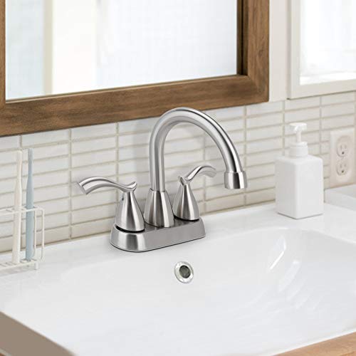 Kitchen Faucet, 2 Handle Brushed Nickel Kitchen Sink Faucet, 4 Inch
