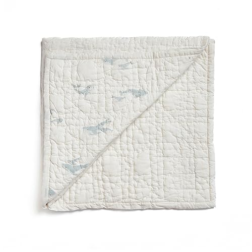PEHR Follow Me Elephant Baby Blanket | 100% Organic Cotton | Hand-Printed Watercolor Design | Quilted Keepsake Blanket | Nursery & Gift-Ready | 36" x 36" / 91.5 x 91.5 cm