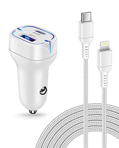 USB C Lightning Cord with 38W iPhone Car Charger for Apple 14 Pro