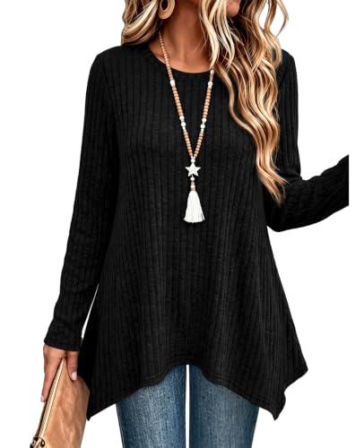 OFEEFAN Long Sleeve Shirts for Women Fall Top Winter Clothes Tunic Sweaters at Amazon