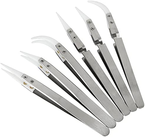 Cross-Locking Tweezers Set 5 Cross Lock Soldering Self Closing Straight